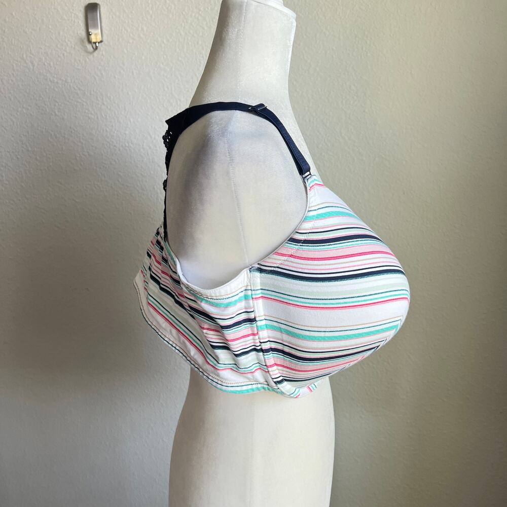 Cacique Striped Boost Plunge Front Closure Bra Women's 44F Lace Lane Bryant - Picture 5 of 7
